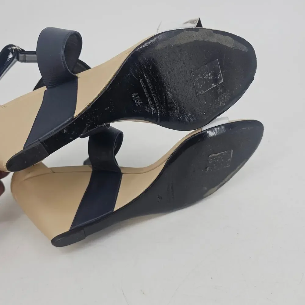 Pierre Hardy Leather Colorblock Wedge Sandal Shoe Black White Nude 40.5 9.5-10